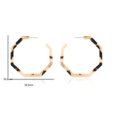 Octagon Leopard Hoop Earrings – Black